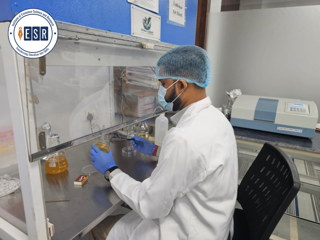 Students performing molecular biology lab training at IESR Institute.